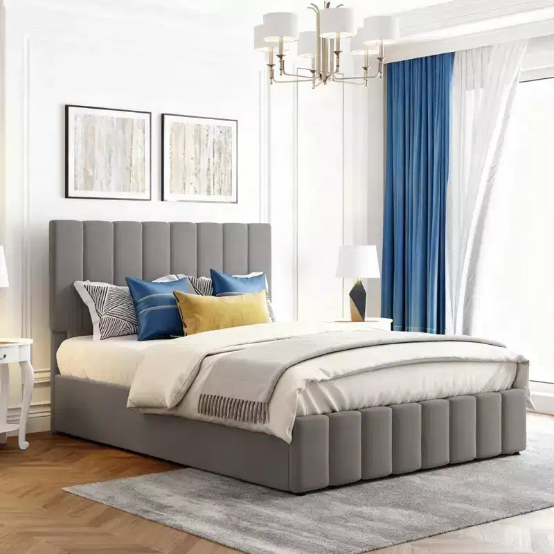 Lit plateforme rembourré Queen size
