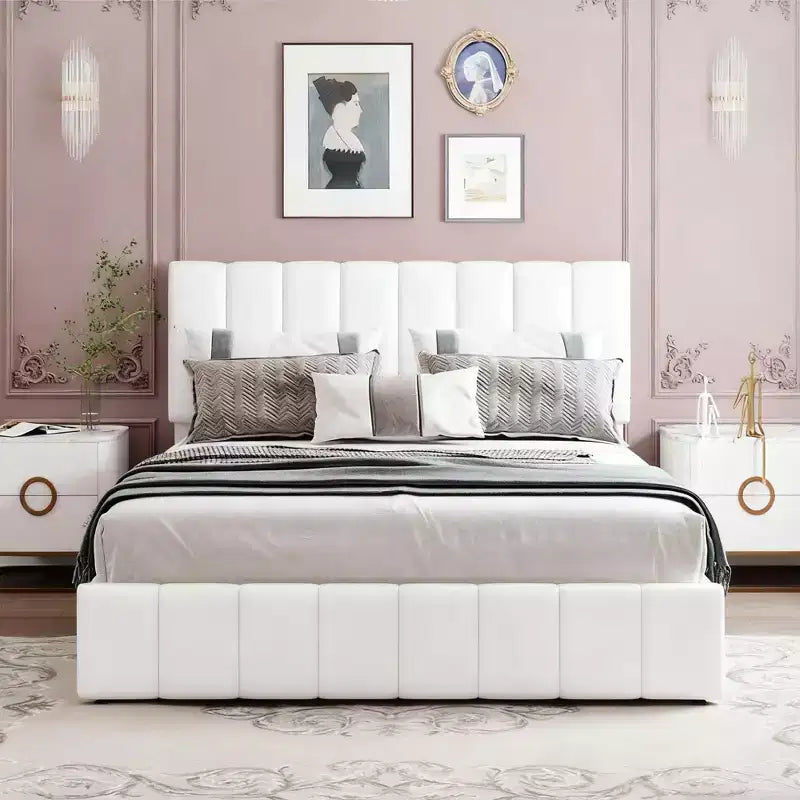 Lit plateforme rembourré Queen size