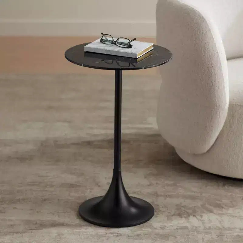 Table d'appoint avec plateau en marbre noir