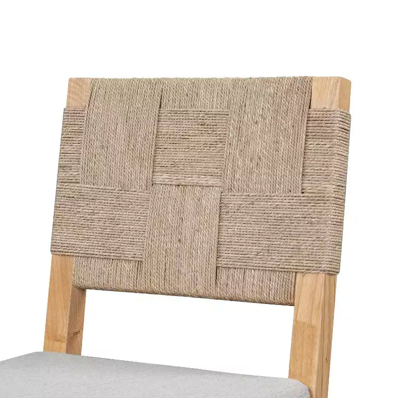 Tabouret de bar en rotin tressé et hévéa avec coussin