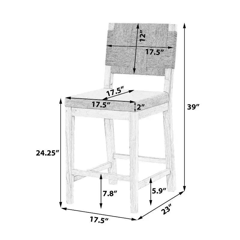Tabouret de bar en rotin tressé et hévéa avec coussin