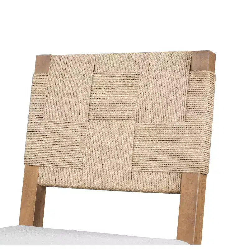 Tabouret de bar en rotin tressé et hévéa avec coussin