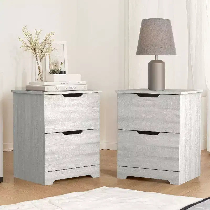 Galano 2-Drawer Nightstand Set of 2 with Cutout Handles 18.7 W 15.7 D 23.7 H