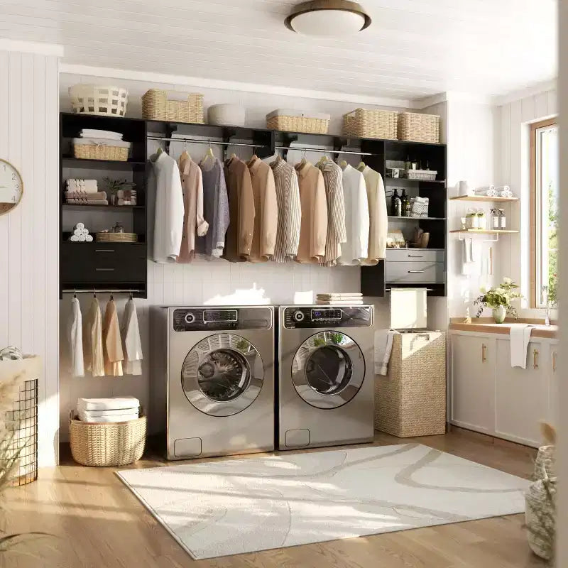 Système de rangement de placard avec tiroirs en bois