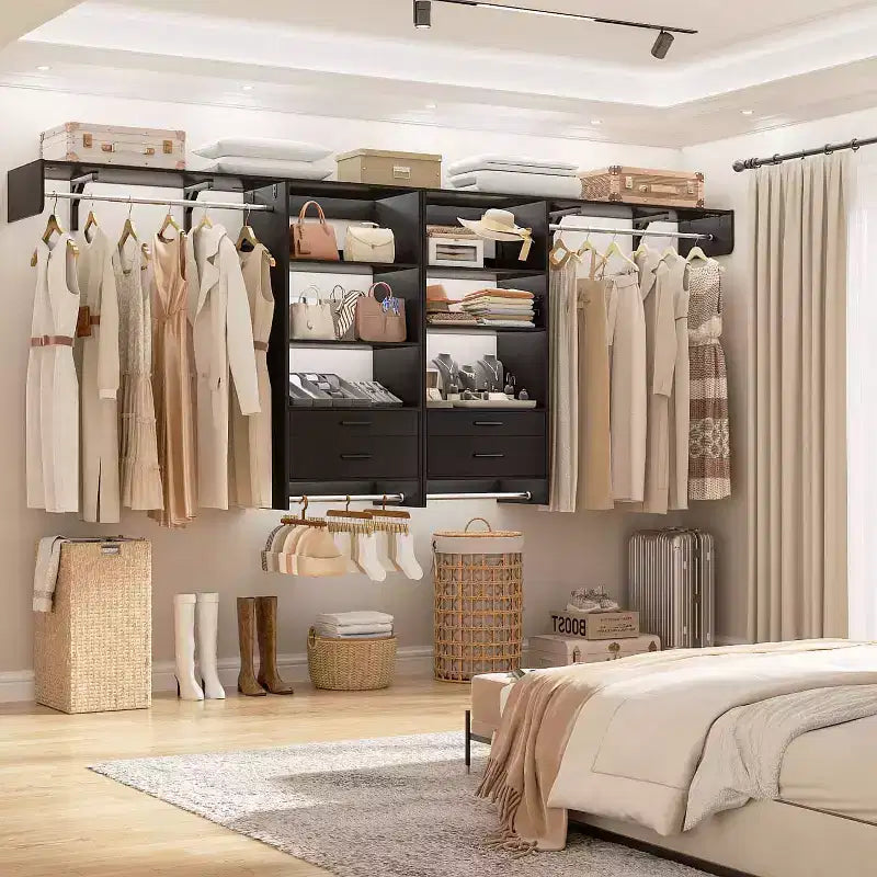 Système de rangement de placard avec tiroirs en bois