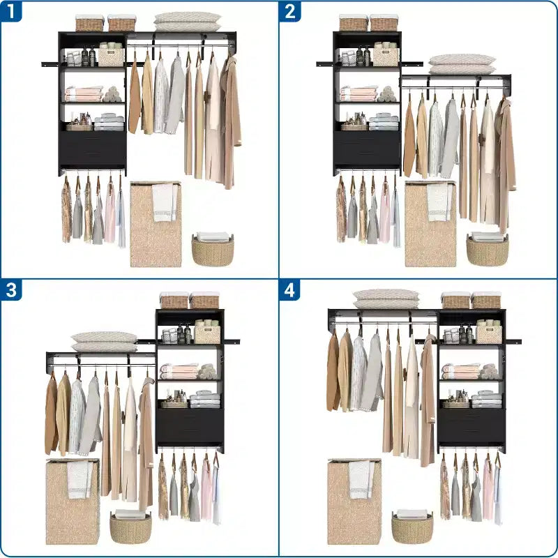 Système de rangement de placard avec tiroirs en bois