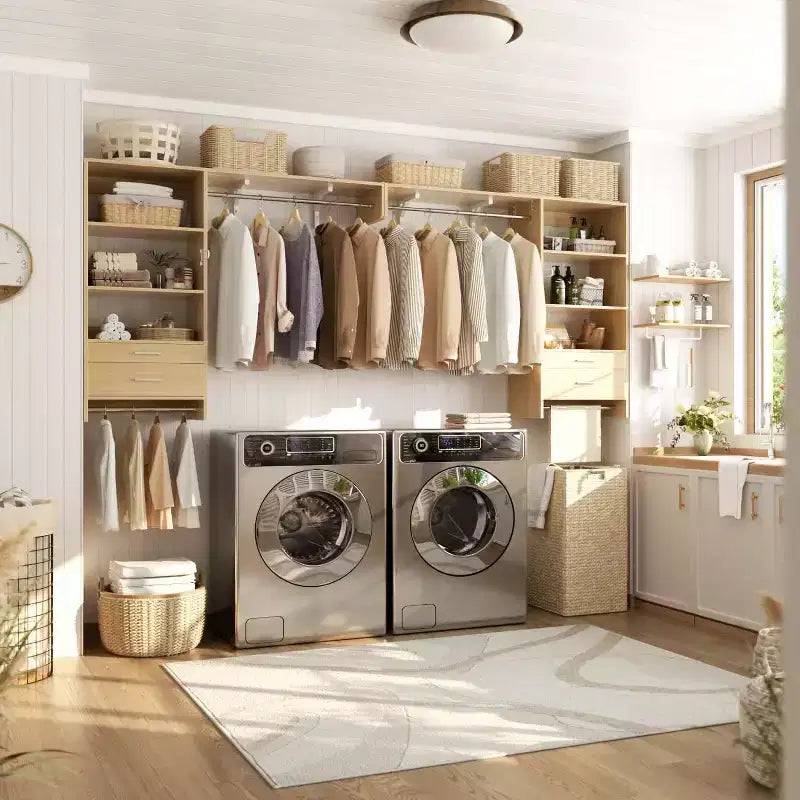 Système de rangement de placard avec tiroirs en bois