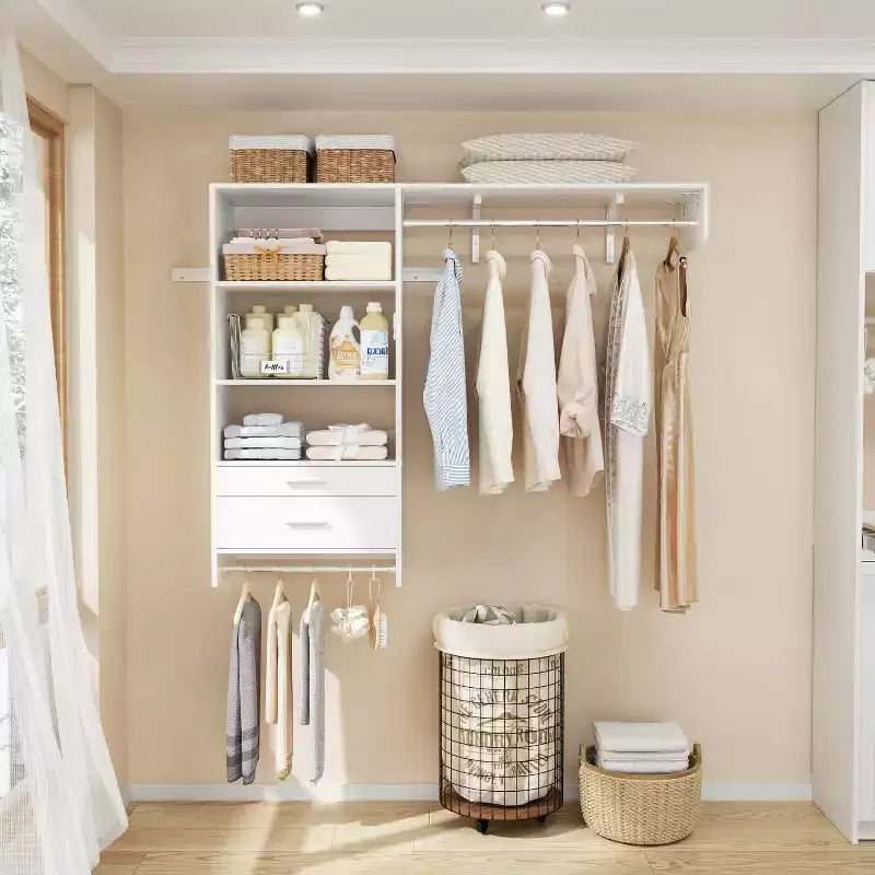 Système de rangement de placard avec tiroirs en bois