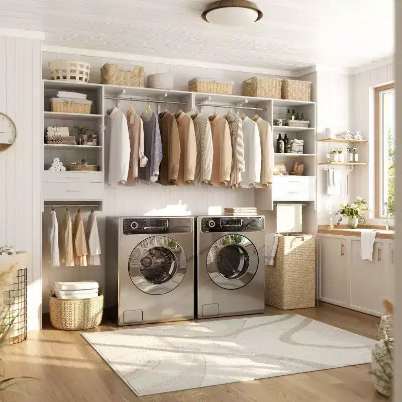 Système de rangement de placard avec tiroirs en bois