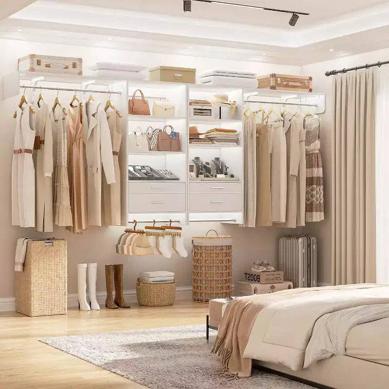 Système de rangement de placard avec tiroirs en bois