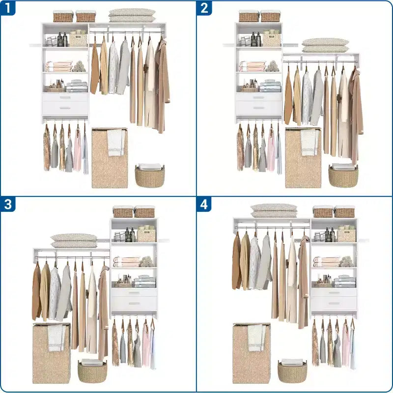 Système de rangement de placard avec tiroirs en bois