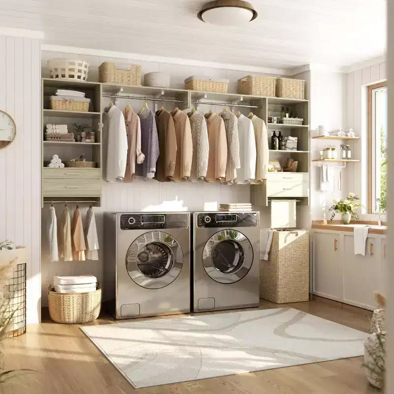 Système de rangement de placard avec tiroirs en bois
