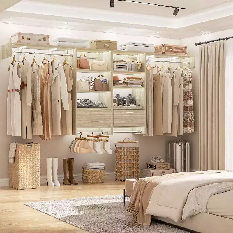 Système de rangement de placard avec tiroirs en bois