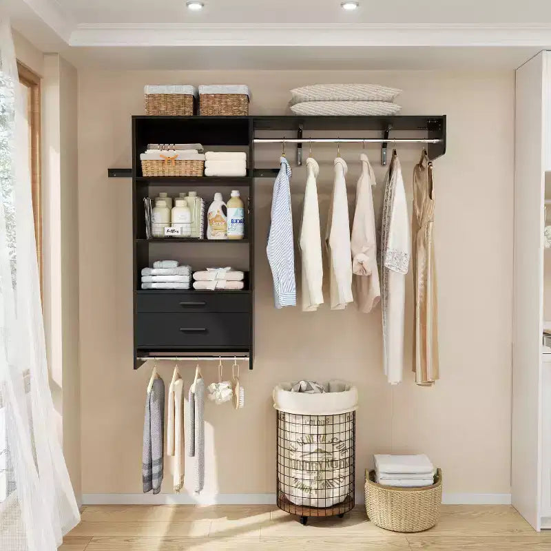 Système de rangement de placard avec tiroirs en bois