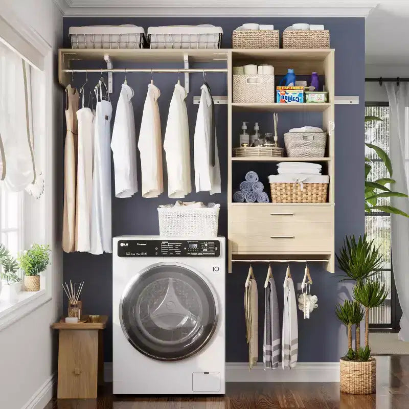 Système de rangement de placard avec tiroirs en bois