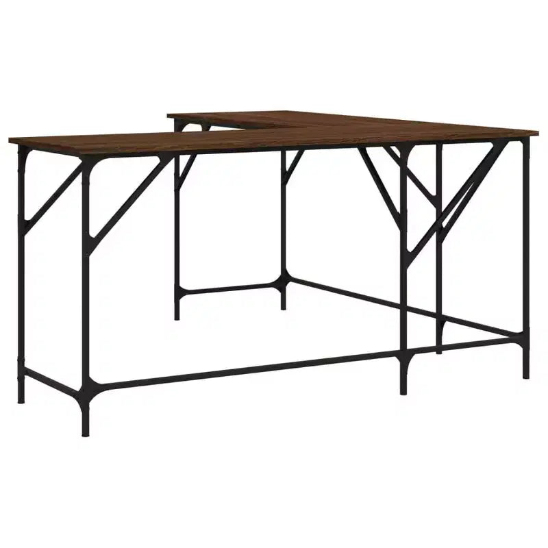 vidaXL Desk Brown Oak Engineered Wood Medium Adjustable Feet Desk