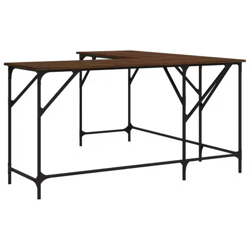 vidaXL Desk Brown Oak Engineered Wood Medium Adjustable Feet Desk