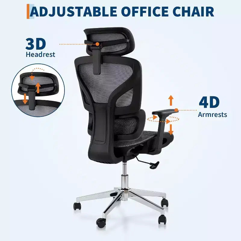 Chaise de bureau ergonomique en maille à dossier haut