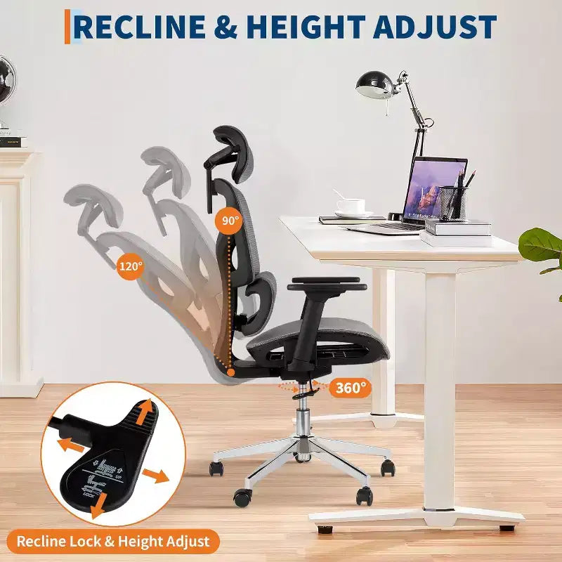 Chaise de bureau ergonomique en maille à dossier haut