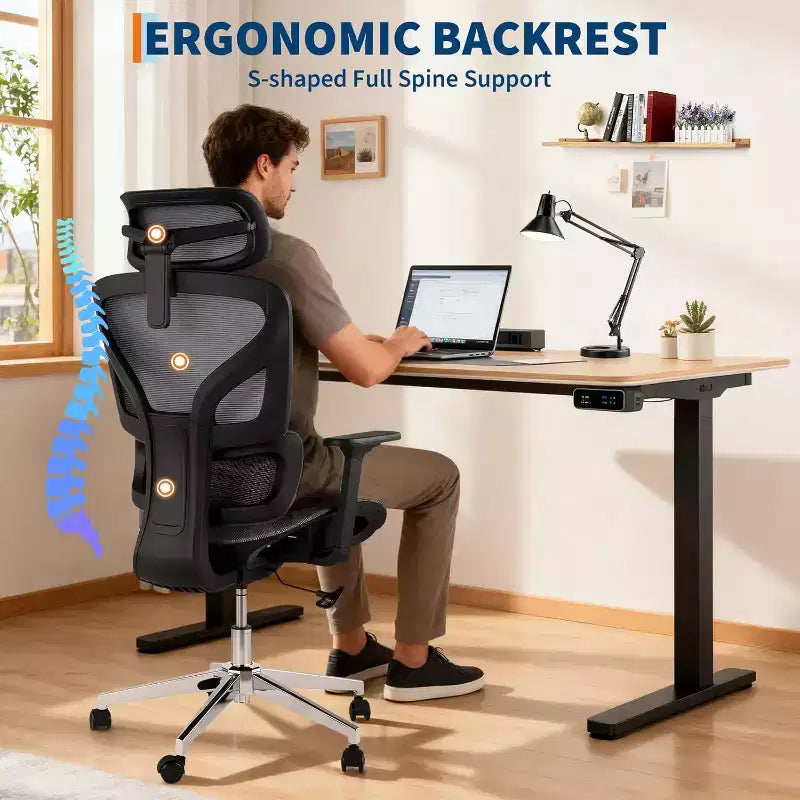 Chaise de bureau ergonomique en maille à dossier haut