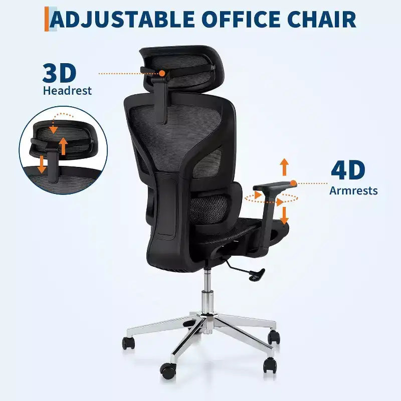 Chaise de bureau ergonomique en maille à dossier haut
