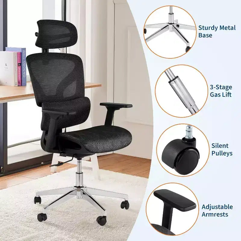 Chaise de bureau ergonomique en maille à dossier haut