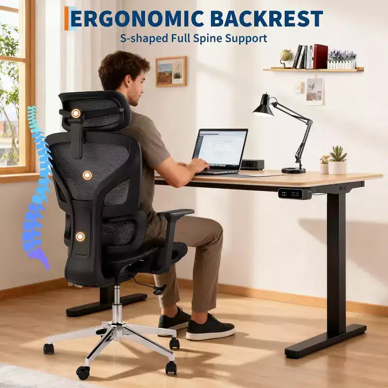 Chaise de bureau ergonomique en maille à dossier haut