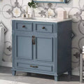 30 Inch White Bathroom Vanity with Sink 30 Sink Cabinet with Storage Cabinet & Bottom Drawer Solid Wood Frame Drop-in Countertop