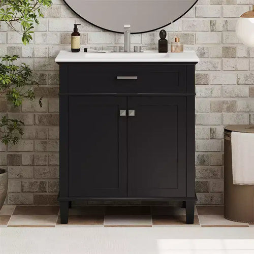 Bathroom Vanity Cabinet With Top Sink Modern Bathroom Storage Organizer With 2 Soft-close Doors Adjustable Shelves Bathroom Vanities