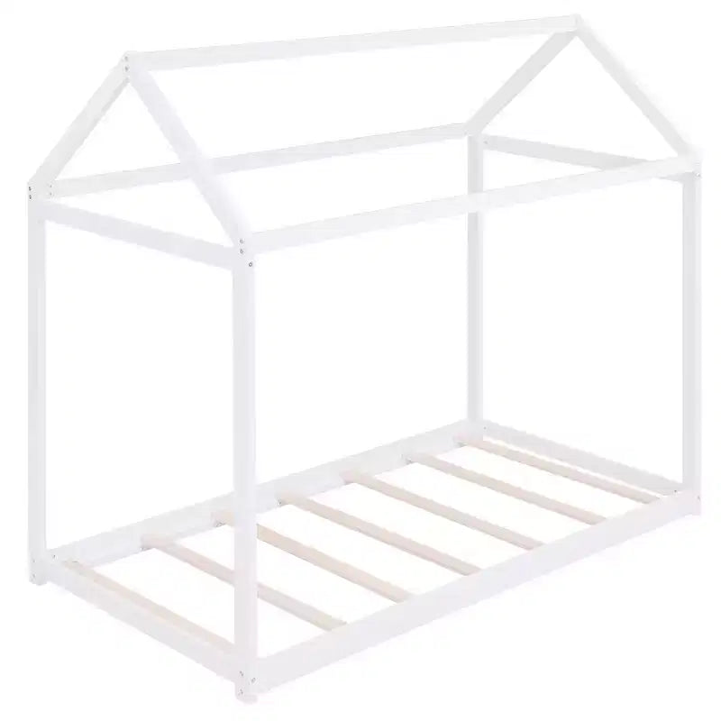 Lit cabane en bois avec toit