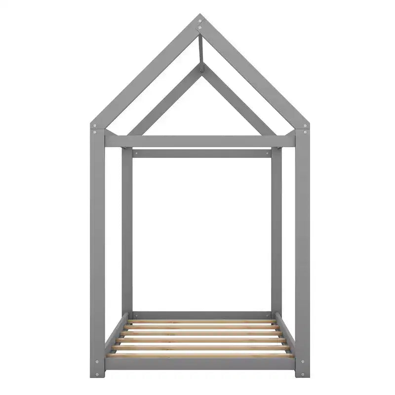 Lit cabane en bois avec toit