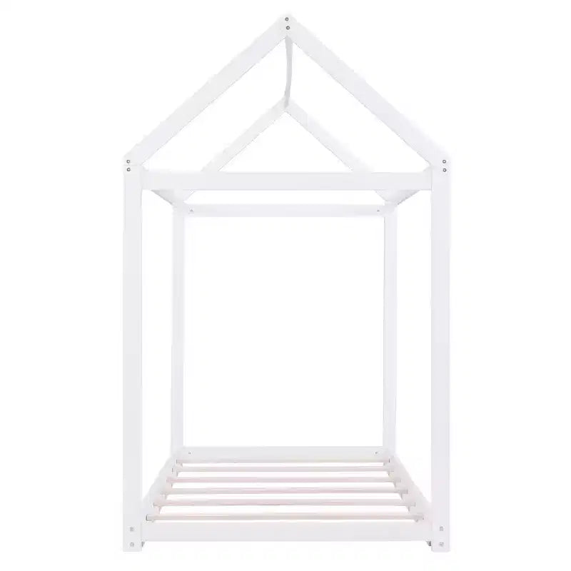 Lit cabane en bois avec toit