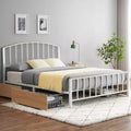 Bed Frame Metal Platform with Headboard 4 Storage Drawers Bed Frame Queen Size Sturdy BedFrame with Under Bed Storage/No Box Spring Needed