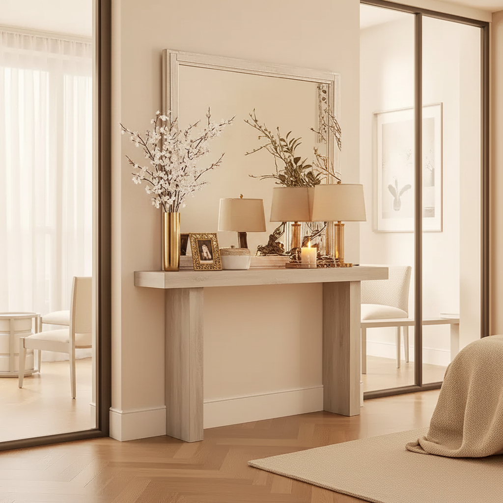 Miroir de coiffeuse en bois massif blanc