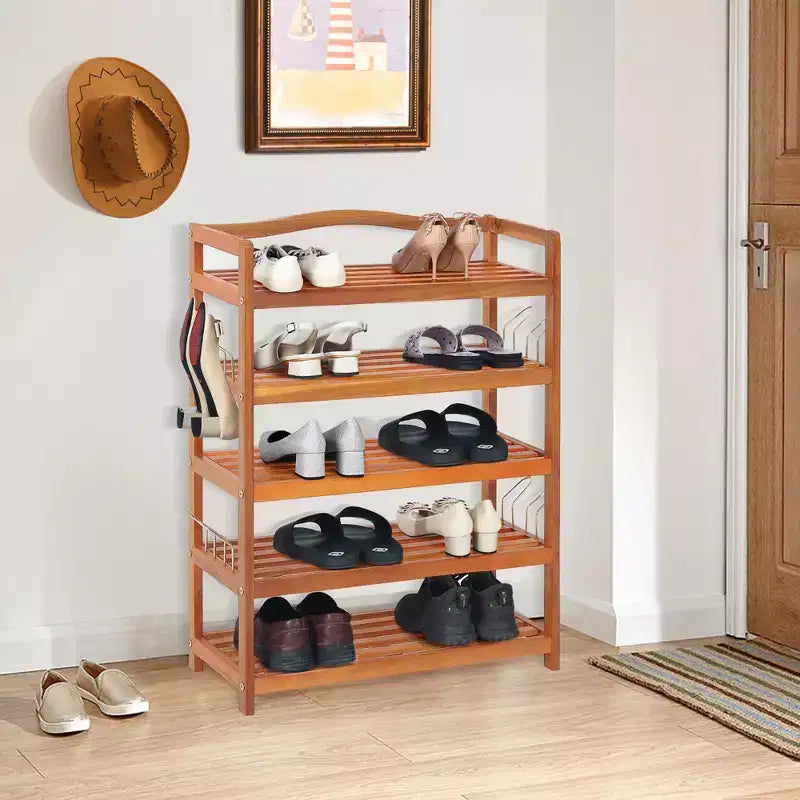 Étagère à chaussures en bois à 5 niveaux