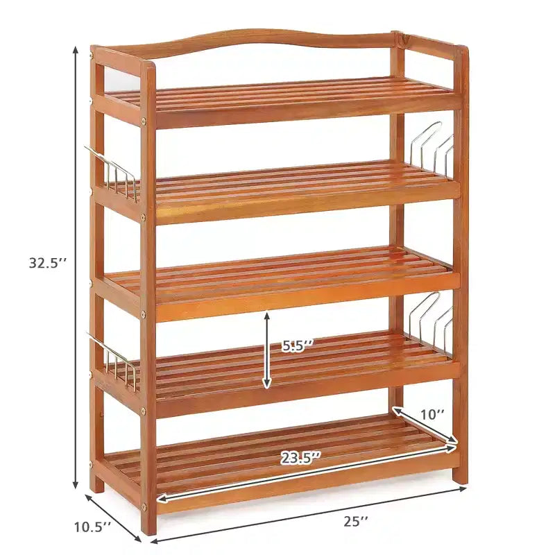 Étagère à chaussures en bois à 5 niveaux